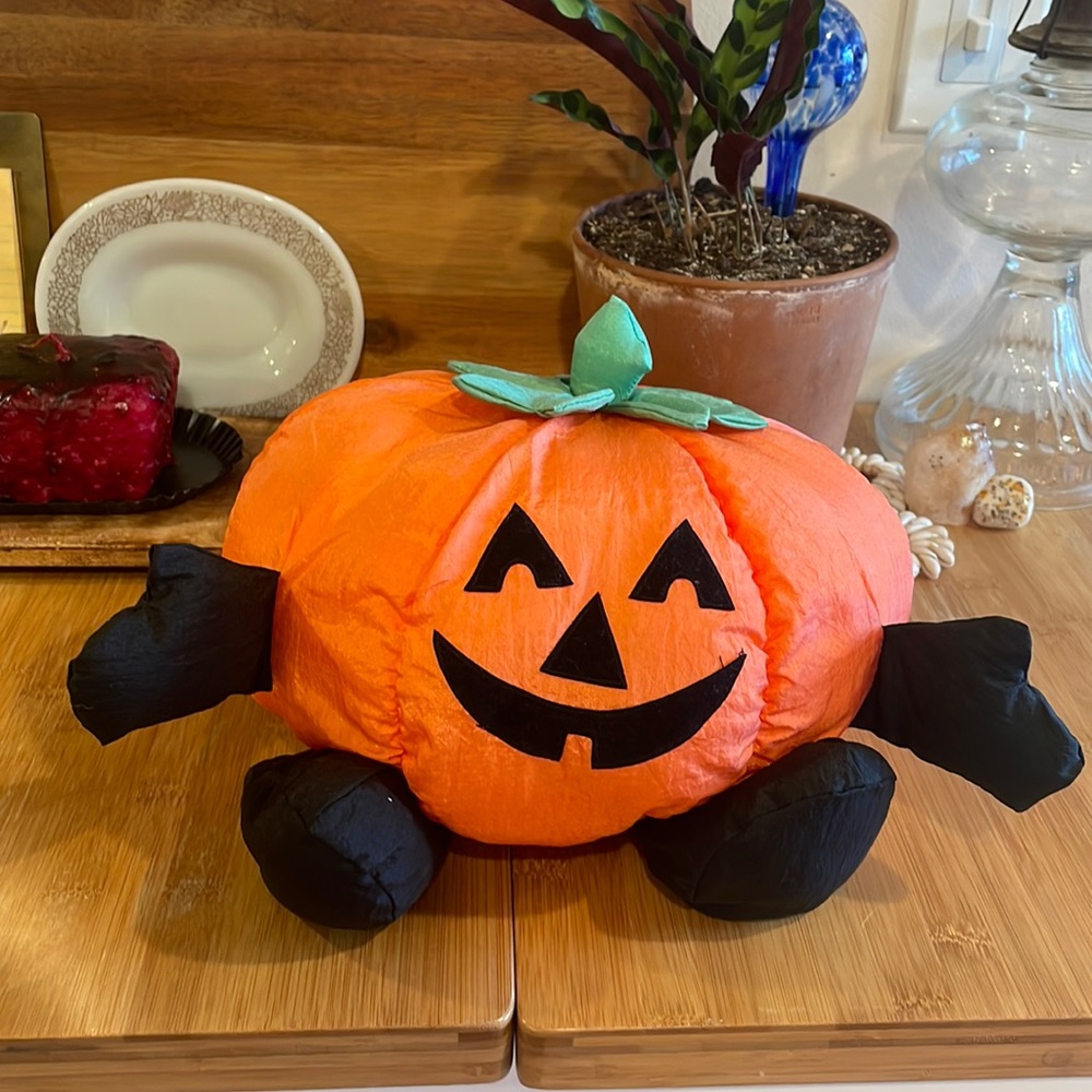🎃 Vintage 1994 Gibson Greetings Jack O Lantern Pumpkin Plush